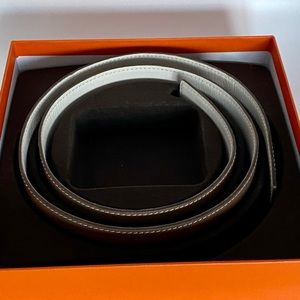 Hermes White/Etoupe Reversible Belt (No Buckle)